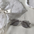 Gafas de sol infantiles poligonales con montura gris transparente y puente doble - Montura Gris Transparente Lente Gris