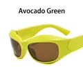 Gafas de sol deportivas Y2K verde aguacate con patillas en V y lentes marrones - Verde Aguacate