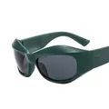Gafas de sol Y2K futuristas con montura verde oscuro mate y lentes grises - Verde Oscuro Gris Completo