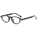 Lunettes de soleil noires hexagonales classiques avec finition brillante et verres anti-lumière bleue - Monture Noire Verres Transparents
