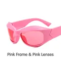 Gafas de sol Y2K futuristas con montura rosa y cristales teñidos de color rosa - Montura Rosa / Lentes Rosas