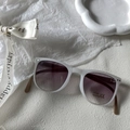 Foldable kids polarized sunglasses with matte grey frame and UV400 gradient lenses - Square Foldable / Jelly White