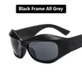 Gafas de sol Y2K futuristas con montura negra mate y lentes grises de estilo deportivo - Montura Negra Gris Completo