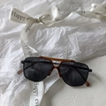 Occhiali da sole aviator per bambini con montatura nera e stanghette ambra per 2-10 anni - Grigio Tè Profondo