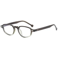 Lunettes de soleil ovales marron foncé translucides avec rivets argentés de style rétro - Noir Vert Verre Clair