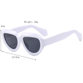 White chunky frame sunglasses with dark grey lenses and specific size dimensions - White