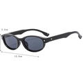 Retro oval black frame sunglasses with Y2K hip hop style and 14.4cm width dimensions - Black