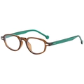Lunettes de soleil ovales rétro avec monture ambre et branches vert translucide - Thé Transparent Verre Blanc