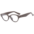 Retro cat-eye sunglasses in coffee brown with silver dot accents and light frames - Y-4 / Solid Grey (Anti-Blue Light Clear Lens)