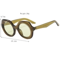 Retro runde Sonnenbrille in Tee-Optik mit gelben Gläsern und 15,1 cm Gesamtbreite - Olivgrün