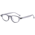 Monture de lunettes de soleil ovales rétro gris-violet translucide avec clous de riz - Monture Gris Transparent Verre Clair