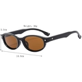 Retro oval Y2K sunglasses with black frames, brown lenses and silver rivet details - Black Frame Tea Lens
