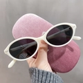 Retro oval tea-tinted sunglasses in cream white frame with a pink velvet hard case - Off-white