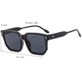 Classic black square sunglasses with silver stud accents and detailed dimensions - Black