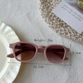 Pink retro rectangle sunglasses detail with 14.1cm width and gold triple dot decor - Pink