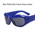 Y2K sporty sunglasses with unique blue speckled frame and dark grey tinted lenses - Blue Speckled Frame Grey Lens