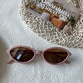 Gafas de sol ovaladas retro con montura rosa y cristales marrones para mujer chic - Rosa empolvado