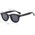 Retro black frame sunglasses with dark gray lenses and silver hinge details, 30g weight - Black