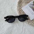 Retro black small frame sunglasses featuring gold rivet details and dark lenses - Black and Gray