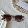 Retro dusty pink square frame sunglasses with golden rivets and gradient brown lenses - Khaki