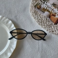 Gafas de sol ovaladas vintage con montura negra y lentes ámbar estilo elegante - Gris Transparente Champán