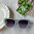 Vintage square sunglasses with translucent mint green frames and purple gradient lenses - Jelly Blue