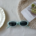 Schicke ovale Sonnenbrille mit minzgrünem Rahmen und dunklen Gläsern für Damen und Herren - Blaugrau