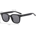 2025 trendy black retro sunglasses with UV400 protection and double rivet details - Black (Sunglasses)