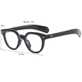 Occhiali da sole retrò neri con rivetti in metallo, larghezza 14,2cm e altezza 4cm - Nero Lucido Lenti Trasparenti