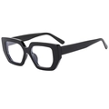 Occhiali da sole squadrati neri spessi retrò con finitura lucida e aste larghe unisex - Nero Lucido Lenti Trasparenti