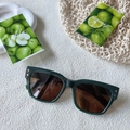 Square dark green sunglasses with brown lenses and golden rivet detail for women and men - Green