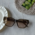 Retro small square frame sunglasses with translucent tea frames and brown gradient lenses - Transparent Green