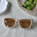 Square beige sunglasses with brown lenses and golden diamond rivets for a chic retro look - Off White