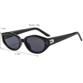 Retro black oval sunglasses with small frames and silver dot accents for men and women - Black