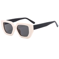Occhiali da sole geometrici bianco crema con lenti nere e montatura spessa ed elegante - Beige Nero