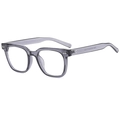 Minimalist translucent grey rectangular polarized sunglasses with silver rivets at 45 degree - Transparent Grey (Anti Blue Light Lens)
