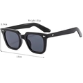 Black chunky rectangular sunglasses with silver arrow rivets and 100% UV protection - Bright Black
