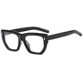 Chic black polygon sunglasses with oversized geometric frame and silver stud accents - Glossy Black Clear Lens
