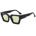 Gafas de sol cuadradas negras con lentes verde claro y montura gruesa brillante - Negro Brillante Verde