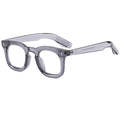 Classic transparent grey full-rim retro glasses frame with diamond rivet accents - Transparent Grey Frame Clear Lens