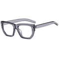 Grey transparent square sunglasses with metal rivets and sturdy wide temples - Transparent Grey Frame Clear Lens