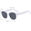 Retro oversized square sunglasses in white frame with grey lenses and silver studs - White (C03)