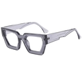 Retro-Sonnenbrille mit dickem quadratischem Rahmen in transparentem Grau für Damen und Herren - Transparenter Grauer Rahmen Klare Gläser