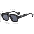 Retro olive green square sunglasses with thick black frames and detailed wavy temples - Black