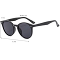 Occhiali da sole retrò rotondi neri con lenti scure, peso 24g e larghezza totale di 14,3cm - Nero