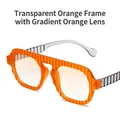 Übergroße Sonnenbrille mit transparentem orangefarbenem Wellenrahmen und Verlauf - Transparenter Oranger Rahmen Verlaufende Orange Gläser