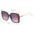Detail showing oversized square frame sunglasses with purple gradient lenses and gold temples - Black Frame Gradient Purple Lens