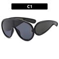 Oversize wrap shield sunglasses in glossy black finish with dark grey lenses C1 - Black Frame Grey Lens
