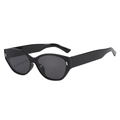 Schicke Cat-Eye-Sonnenbrille mit glänzend schwarzem Rahmen und goldenen Nietendetails - Schwarzer Rahmen Graue Gläser