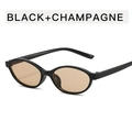 Schicke ovale Sonnenbrille mit schwarzem Rahmen und champagnerfarbenen Gläsern im Retro-Look - Glänzend Schwarz Rahmen Champagner Gläser